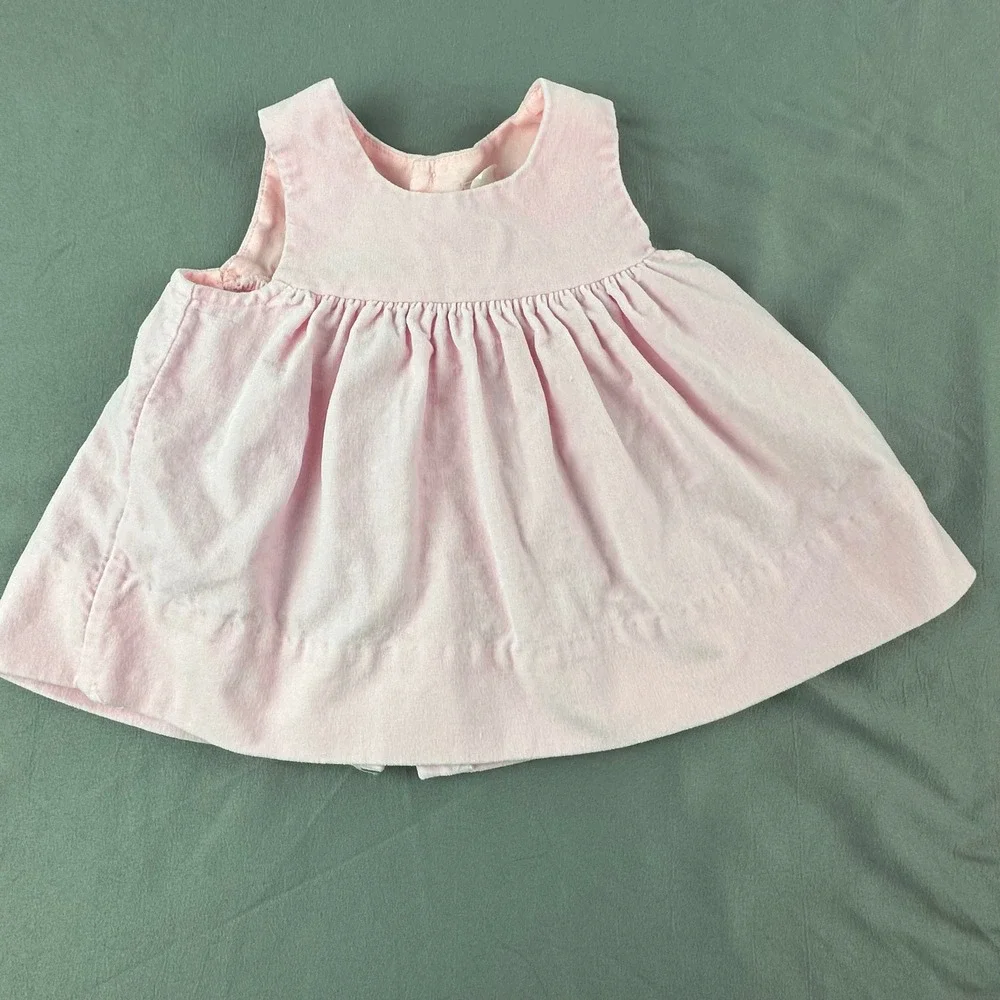 Vintage Baby Pink Dress‎ 3–6 Months Sleeveless Cotton Button Back Classic